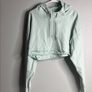 Mint Green Cropped Hoodie Sweater